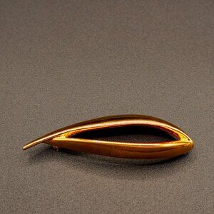 Vintage Monet Modernist Large Brooch Leaf or Flame Design Gold Tone Metal